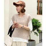 ケーブルニット×Tシャツセット セットアップ 半袖 | ad thie | 詳細画像4