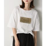 ホワイト×ゴールド | 箔プリント オーバーサイズTシャツ | ad thie