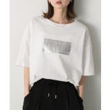 ホワイト×シルバー | 箔プリント オーバーサイズTシャツ | ad thie