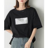 ブラック | 箔プリント オーバーサイズTシャツ | ad thie