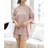 ピンク×ピンク | ロゴ入りルームウエア セットアップ 柄 | ad thie