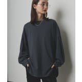 チャコール | チュニックロングTシャツ ロンT ラウンドスリット | ad thie