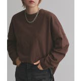 ブラウン | チュニックロングTシャツ ロンT ラウンドスリット | ad thie
