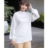 オフホワイト | スムースプチハイネックロゴプリントロングTシャツ 柄 プチハイネック | ad thie