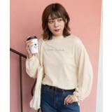 アイボリー | スムースプチハイネックロゴプリントロングTシャツ 柄 プチハイネック | ad thie