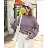 モカ | スムースプチハイネックロゴプリントロングTシャツ 柄 プチハイネック | ad thie