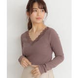VネックレーステレコロングTシャツ カットソー レース | ad thie | 詳細画像14