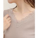 VネックレーステレコロングTシャツ カットソー レース | ad thie | 詳細画像17