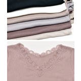 VネックレーステレコロングTシャツ カットソー レース | ad thie | 詳細画像22