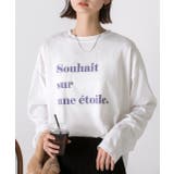 オフホワイト | サイドスリット ロゴプリントロングTシャツ | ad thie