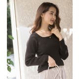 ブラック１ | スクエアーニット リブニット トップス | ad thie