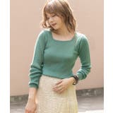 ライトグリーン | スクエアーニット リブニット トップス | ad thie