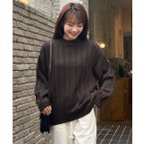 チャコール１ | ワイドリブニット 太リブ ハイネック | ad thie