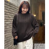 チャコール | ワイドリブニット 太リブ ハイネック | ad thie