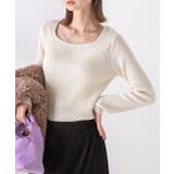 オフホワイト | スクエアネック リブニットトップス | ad thie