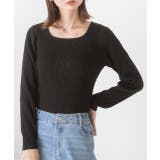 ブラック | スクエアネック リブニットトップス | ad thie