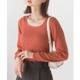 オレンジ | スクエアネック リブニットトップス | ad thie