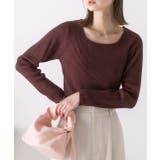 ブラウン | スクエアネック リブニットトップス | ad thie