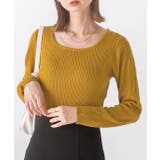 マスタード | スクエアネック リブニットトップス | ad thie