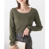 カーキ | スクエアネック リブニットトップス | ad thie