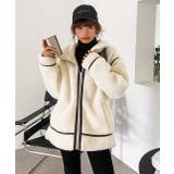 アイボリー１ | パイピングボアジャケット ファーコート ボア | ad thie