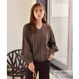 ダークブラウン | Vネックリブニット Vネック ニット | ad thie