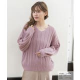 パープル | Vネックリブニット Vネック ニット | ad thie