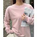 ピンク | シンプル長袖Tシャツ カットソー トップス | ad thie
