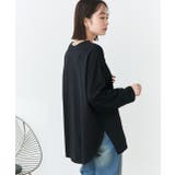 ブラック | 後裾ラウンドロングTシャツ 後ラウンド ラウンド | ad thie
