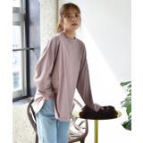 ピンクモカ | 後裾ラウンドロングTシャツ 後ラウンド ラウンド | ad thie