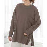 モカ | 後裾ラウンドロングTシャツ 後ラウンド ラウンド | ad thie