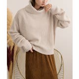 アイボリー | オフタートル畦編みニット ニット トップス | ad thie