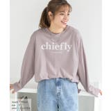 ピンクモカ | 後裾ラウンド ロゴプリント ロングTシャツ | ad thie