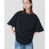 ブラック | 裾 ラウンド Tシャツ | ad thie