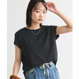 ブラック | フレンチスリーブ 半袖Tシャツ ラウンド裾 | ad thie