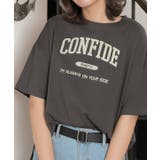 チャコール | CONFIDE プリント カレッジロゴ | ad thie