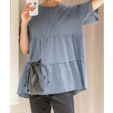 ブルーグレー | ティアードチュニックTシャツ ティアードチュニック フリル | ad thie