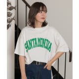 オフホワイト×グリーン | SANTAMONIKA プリントTシャツ ビックシルエット | ad thie