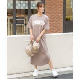 Tシャツワンピース 半袖 ロゴスウェット ロゴプリント スリット入り | ad thie | 詳細画像21 