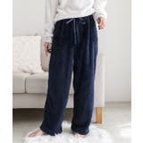 ネイビー | ボアロングパンツ ルームウエア もこもこ | ad thie