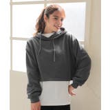 チャコール | 裏毛ショート丈フーディー パーカー トレーナー | ad thie