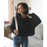 ブラック | 裏毛ショート丈フーディー パーカー トレーナー | ad thie