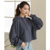 ダークブルー | 裏毛ショート丈フーディー パーカー トレーナー | ad thie