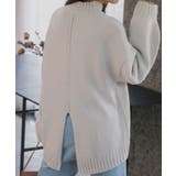 ナチュラル | 後スリット ニット モックネック | ad thie