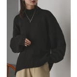 ブラック | 後スリット ニット モックネック | ad thie