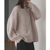 ピンクベージュ | 後スリット ニット モックネック | ad thie