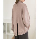 ピンクベージュ１ | 後スリット ニット モックネック | ad thie