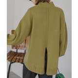 オリーブ | 後スリット ニット モックネック | ad thie