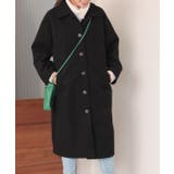 ブラック | ステンカラーロングコート アウター コート | ad thie