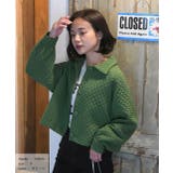 グリーン | キルティングジャケット 中綿 袖ボリューム | ad thie